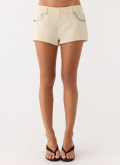 Emenique Button Shorts Ivory
