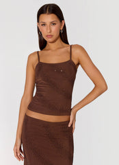 Sweet Sky Beaded Top Chocolate