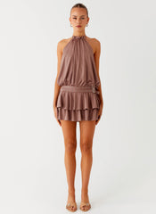 Dopamine Belt Mini Dress Taupe