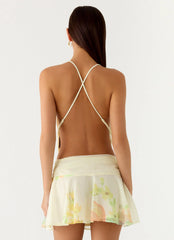 Sweet Charm Cowl Neck Top Spring Meadow