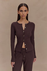 Reese Fitted Knit Cardigan Dark Chocolate