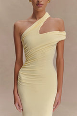 Anastasia One Shoulder Modal Midi Dress Pale Lemon