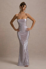 Moonstone Lilac Sequin Bandeau Maxi Dress