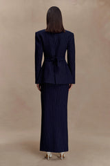 Cassie Column Maxi Skirt Navy Pinstripe