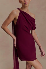 Daisie Chiffon Mini Dress Wine