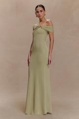 Ashford Asymmetrical Slinky Maxi Dress Sage
