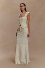 Loretta Denim Maxi Skirt Ecru