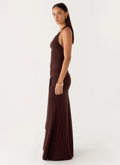 Miyah Halter Hardware Maxi Dress Chocolate
