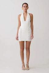 Anari Gathered Scuba Mini Dress White
