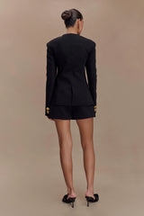 Asia Mixed Button Blazer Black