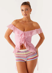Dylan Off Shoulder Top Pink