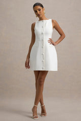Cheri White Tailored Sleeveless Mini Dress