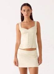 Posy Satin Mini Skirt Ivory