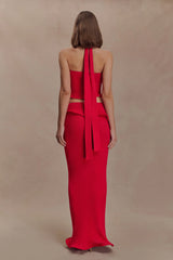 Samira Knit Wired Maxi Skirt Red