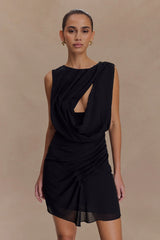 Oria Chiffon Mini Dress Black
