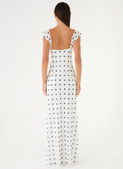 Roma Notte Maxi Dress Porcelain Blue Polka Dot