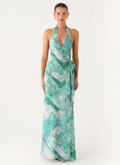 So Chic Maxi Dress Green Paisley
