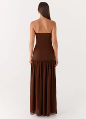 Eden Strapless Maxi Dress Brown