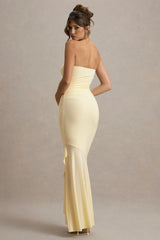 Capria Pale Lemon Bandeau Wrap Maxi Dress