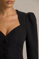Olympia Black Sweetheart Neck Tailored Top