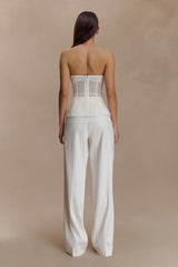Fatima Satin Straight Leg Pant White