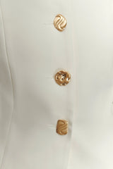 Asia Mixed Button Blazer Ivory