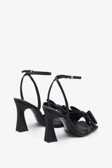 Headlines Black Ankle Strap Heeled Sandals With Diamante Bows