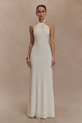 Elyna Slinky Halter Maxi Dress Ivory