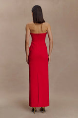 Lianne Strapless Maxi Dress Red