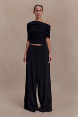 Sierra Asymmetrical Cashmere Blend Knit Top Black