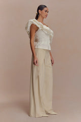 Debbie One Shoulder Bubble Top White