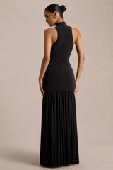 Tasmin Black High Neck Maxi Dress With Drop Waist
