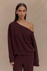 Aiden Slouchy Crew Jumper Chocolate