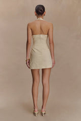 Ebony Embroidered Denim Mini Dress Cream