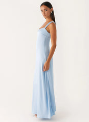 Odette Satin Maxi Dress Blue