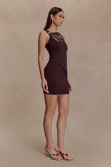 Brock Asymmetrical Neckline Knit Top Dark Chocolate
