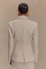 Max Cinched Waist Blazer Ivory Stone