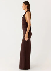 Ilaria Halter Maxi Dress Chocolate
