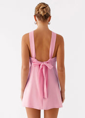 Keira Linen Micro Mini Dress Pink