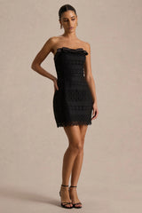 Kerry Black Lace Bandeau Mini Dress With Bow Detail