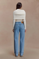 Kirralee Straight Leg Cuffed Jeans Classic Blue