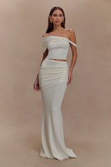Irene Gathered Knit Maxi Skirt Ivory
