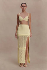 Coleene Pointelle Knit Maxi Skirt Lemon