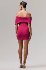 Sadie Hot Pink Bow Bardot Mini Dress
