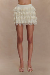 Margaret Lace Ruffle Mini Skort Cream