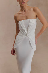 Mirren Strapless Slinky Maxi Dress White