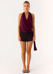Teaha Wrap Top Plum