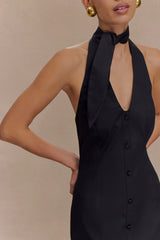 Simona Halter Neck Midi Dress Black