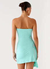 Ocean Dream Strapless Mini Dress Turquoise