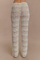 Trena Crochet Knit Pants Ivory